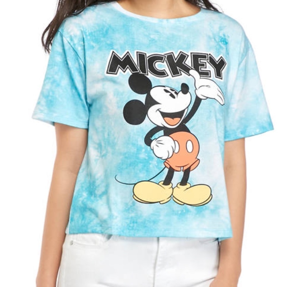 Disney Mickey Graphic Tie Dye Crop T-shirt